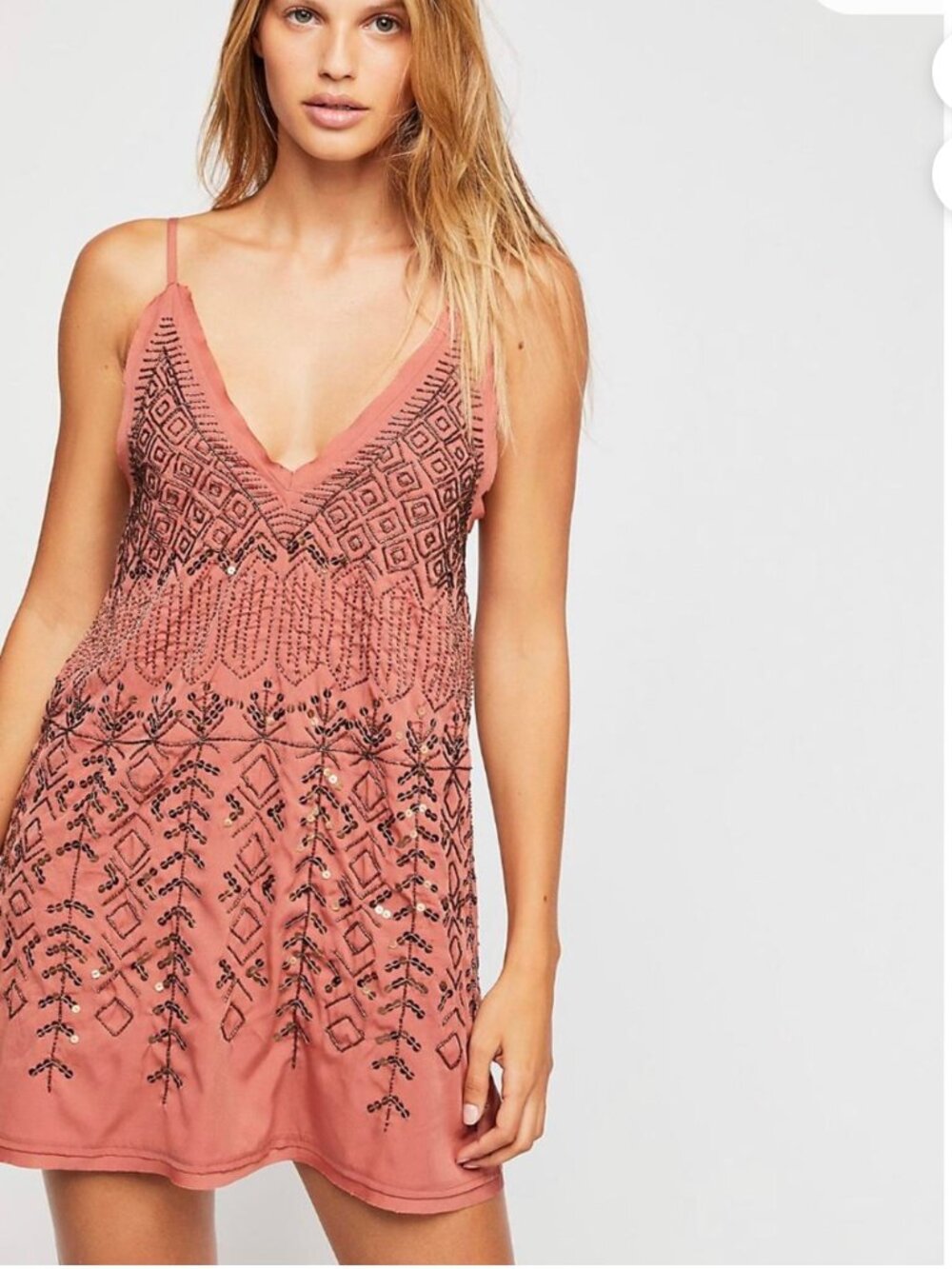 Free People Arizona Nights Embroidered Slip Dress - Roomy XS